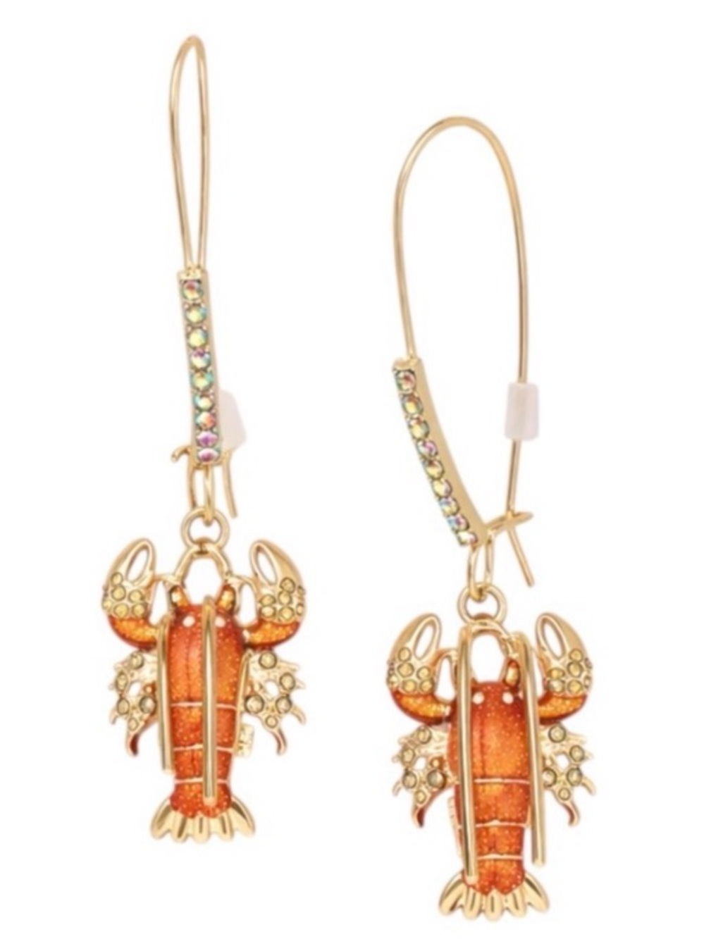 New Betsey Johnson Orange Lobster Dangle Earrings